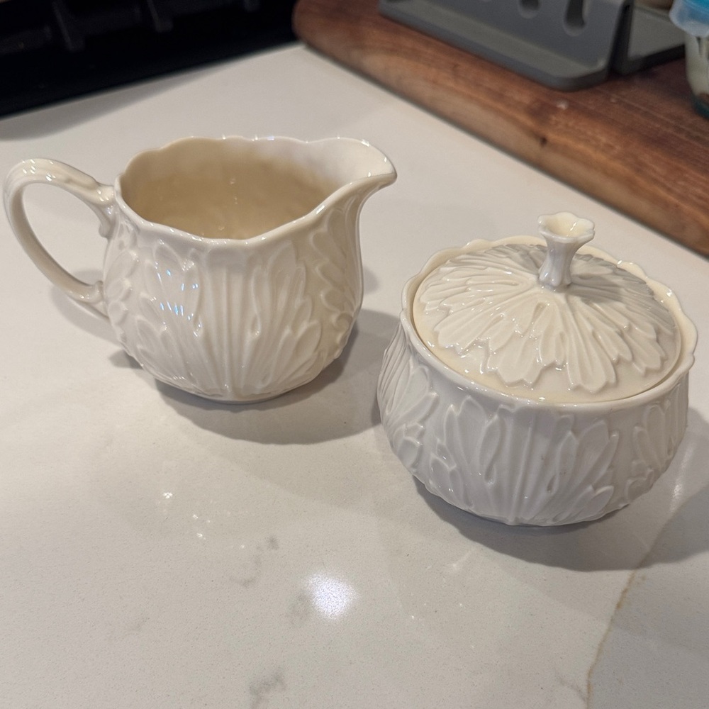 Lenox Cream Porcelain Sugar Bowl and Creamer Set